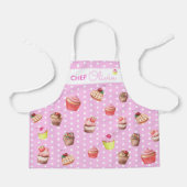 Cute Pink Polka Dot Personalized Chef Cupcake Apro Schort (Voorkant)