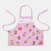 Cute Pink Polka Dot Personalized Chef Cupcake Schort (Voorkant)