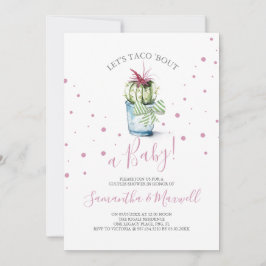 Cute Pink Polka Dots Cactus Baby shower Invitation Notitiekaartje