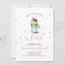 Cute Pink Polka Dots Cactus Baby shower Invitation