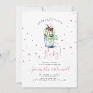 Cute Pink Polka Dots Cactus Baby shower Invitation Notitiekaartje