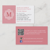 Cute Pink Polka Dots with Girly Monogram Boutique Visitekaartje (Voorkant / Achterkant)