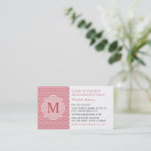 Cute Pink Polka Dots with Girly Monogram Boutique Visitekaartje (Staand voorkant)