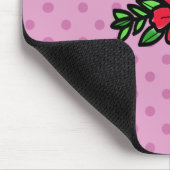 Cute Pink Polkadot Red Tradition Roos Mouse Mat Muismat (Hoek)