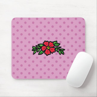 Cute Pink Polkadot Red Tradition Roos Mouse Mat Muismat