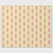 Cute Pink Popsitern Yellow Background Cadeaupapier (Vlak)