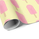 Cute Pink Popsitern Yellow Background Cadeaupapier (Rol Hoek)