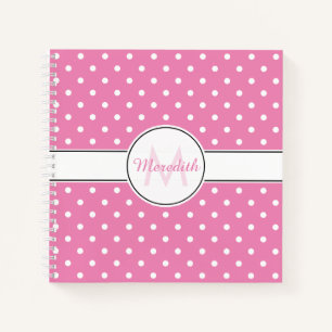 Cute Pink Pot Pattern Monogram Notitieboek