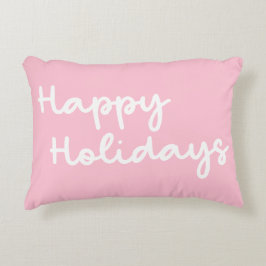 Cute Pink Prettige feestdagen Whimsical Lettering Accent Kussen