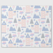 Cute Pink Princess Castle met hart Cadeaupapier (Vlak)