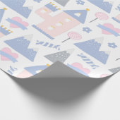 Cute Pink Princess Castle met hart Cadeaupapier (Hoek)