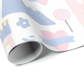 Cute Pink Princess Castle met hart Cadeaupapier (Rol Hoek)