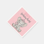 Cute Pink Princess Elephant Child's Birthday Party Servet (Hoek)