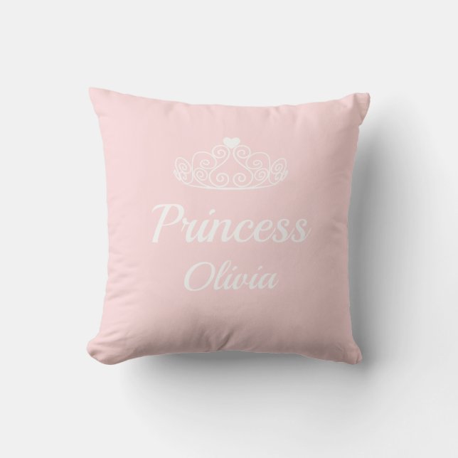 Cute Pink Princess Name with Tiara  Kussen (Voorkant)