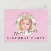 Cute Pink Princess Tiara Birthday Whimsical Fun Briefkaart (Voorkant)