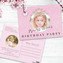 Cute Pink Princess Tiara Birthday Whimsical Fun