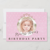 Cute Pink Princess Tiara Birthday Whimsical Kaart (Voorkant)