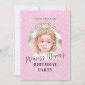 Cute Pink Princess Tiara Birthday Whimsical Kaart (Voorkant)