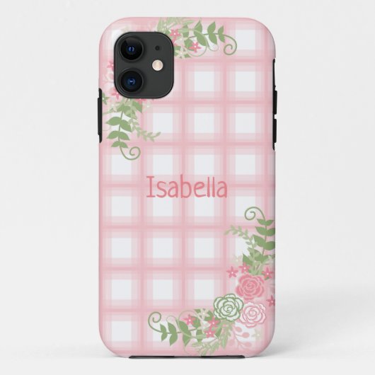 Cute Pink Pset Floral Name Case-Mate iPhone Case (Achterkant)