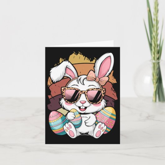 Cute Pink Pset Pattern Pasen Bunny Face Rabbit E Kaart (Voorkant)