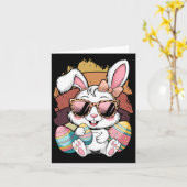Cute Pink Pset Pattern Pasen Bunny Face Rabbit E Kaart (Gele Bloem)