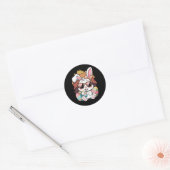 Cute Pink Pset Pattern Pasen Bunny Face Rabbit E Ronde Sticker (Envelop)