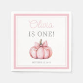 Cute Pink Pumpkin Baby Girl First Birthday Servet (Voorkant)