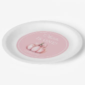 Cute Pink Pumpkin Girl 1st Birthday Papieren Bordje (Gekanteld)