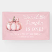 Cute Pink Pumpkin Girl Baby 1st Birthday Spandoek (Horizontaal)