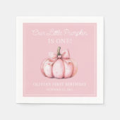 Cute Pink Pumpkin Girl Baby First Birthday Servet (Voorkant)
