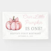 Cute Pink Pumpkin Girl Baby First Birthday Spandoek (Horizontaal)