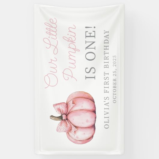 Cute Pink Pumpkin Girl Baby First Birthday Spandoek (Verticaal)