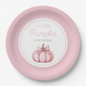 Cute Pink Pumpkin Girl Baby Shower Papieren Bordje (Voorkant)