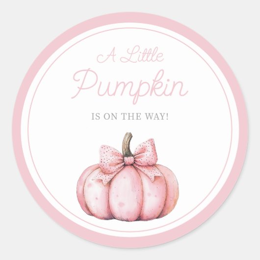 Cute Pink Pumpkin Girl Baby Shower Ronde Sticker (Voorkant)