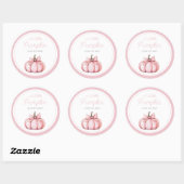 Cute Pink Pumpkin Girl Baby Shower Ronde Sticker (Vel)