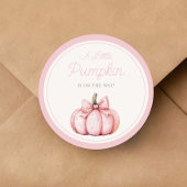 Cute Pink Pumpkin Girl Baby Shower Ronde Sticker