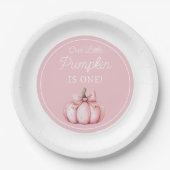 Cute Pink Pumpkin Girl First Birthday Papieren Bordje (Voorkant)