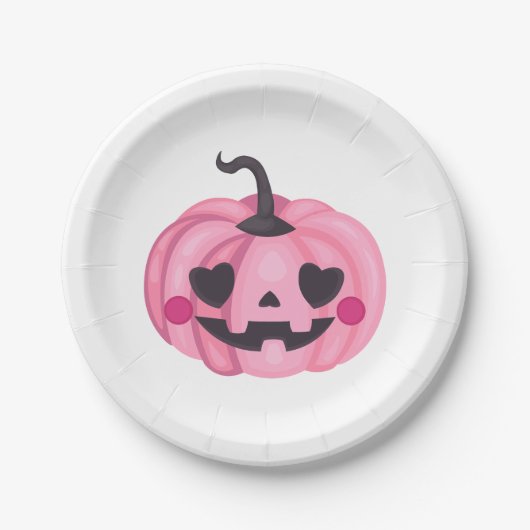 Cute Pink Pumpkin Papieren Bordje (Voorkant)