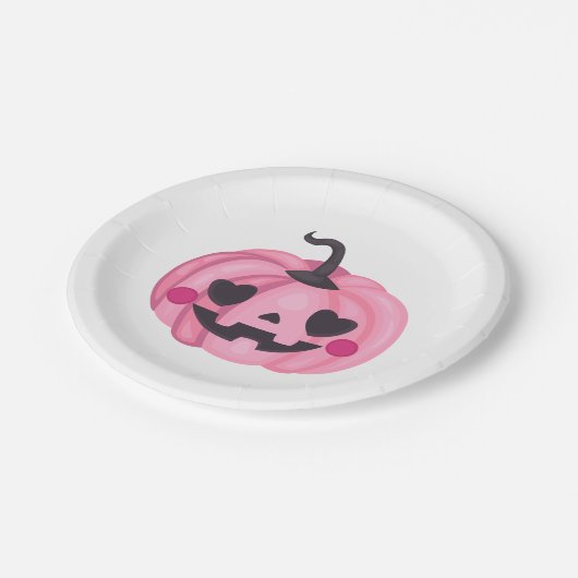 Cute Pink Pumpkin Papieren Bordje (Gekanteld)
