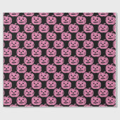 Cute Pink Pumpkin Pattern Halloween Birthday Cadeaupapier (Vlak)