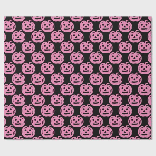 Cute Pink Pumpkin Pattern Halloween Birthday Cadeaupapier (Vlak)