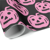 Cute Pink Pumpkin Pattern Halloween Birthday Cadeaupapier (Rol Hoek)