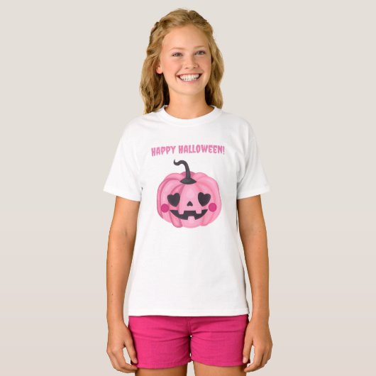 Cute Pink Pumpkin T-shirt (Voorkant volledig)