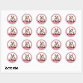Cute Pink Puppy 1e kerstfoto Foto Ronde Sticker (Vel)