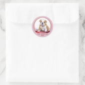 Cute Pink Puppy 1e kerstfoto Foto Ronde Sticker (Tas)