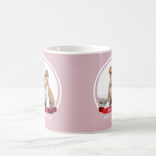 Cute Pink Puppy 1e kerstfoto Mok (Center)