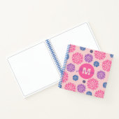 Cute Pink Purple Blue Floral Pattern Personalised Notitieboek (Binnen)