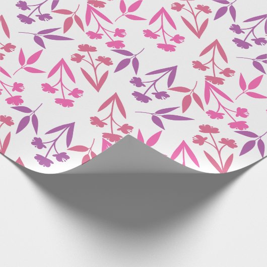 Cute Pink Purple Flower Pattern Feminine Spring Cadeaupapier (Hoek)