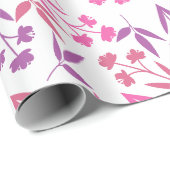 Cute Pink Purple Flower Pattern Feminine Spring Cadeaupapier (Rol Hoek)