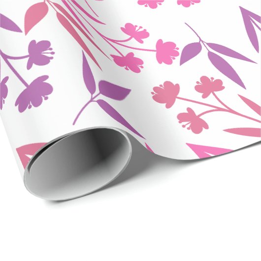 Cute Pink Purple Flower Pattern Feminine Spring Cadeaupapier (Rol Hoek)